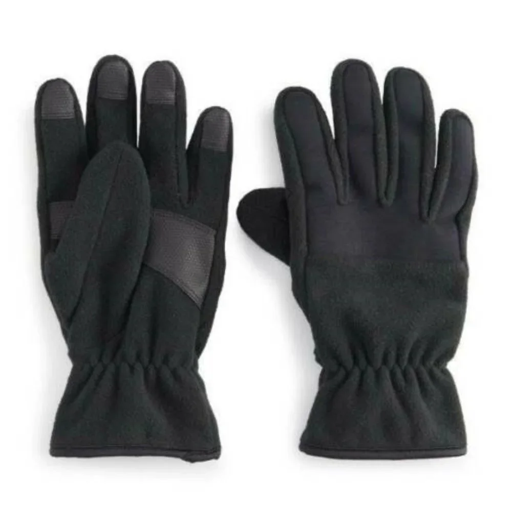 Kids Touchscreen Gloves Black Tek Gear S/M Fleece Warmtek Technology Fitted
